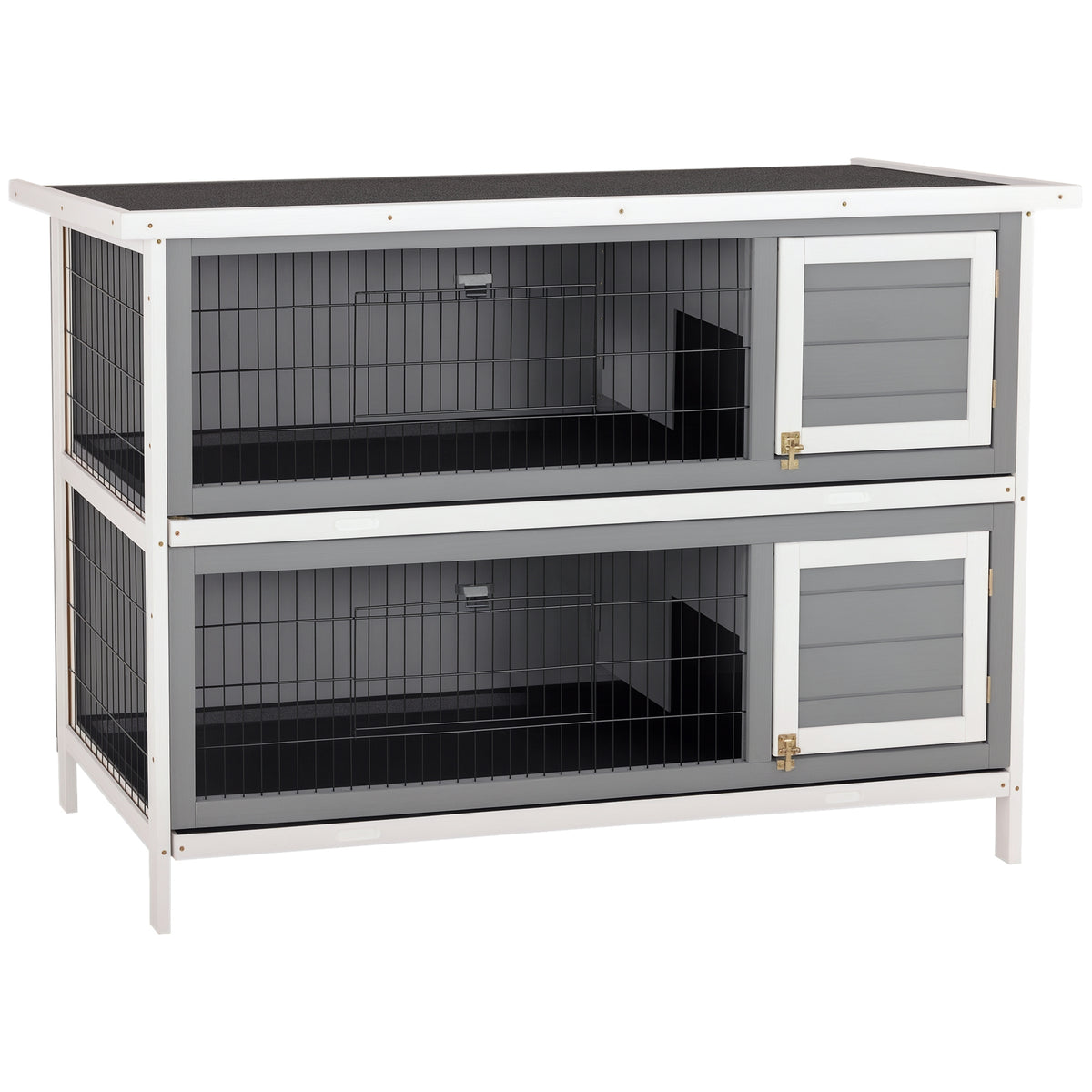 Kleintierstall f¨¹r Meerschweinchen und Zwergkaninchen, doppelst?ckig, Holz, Grau