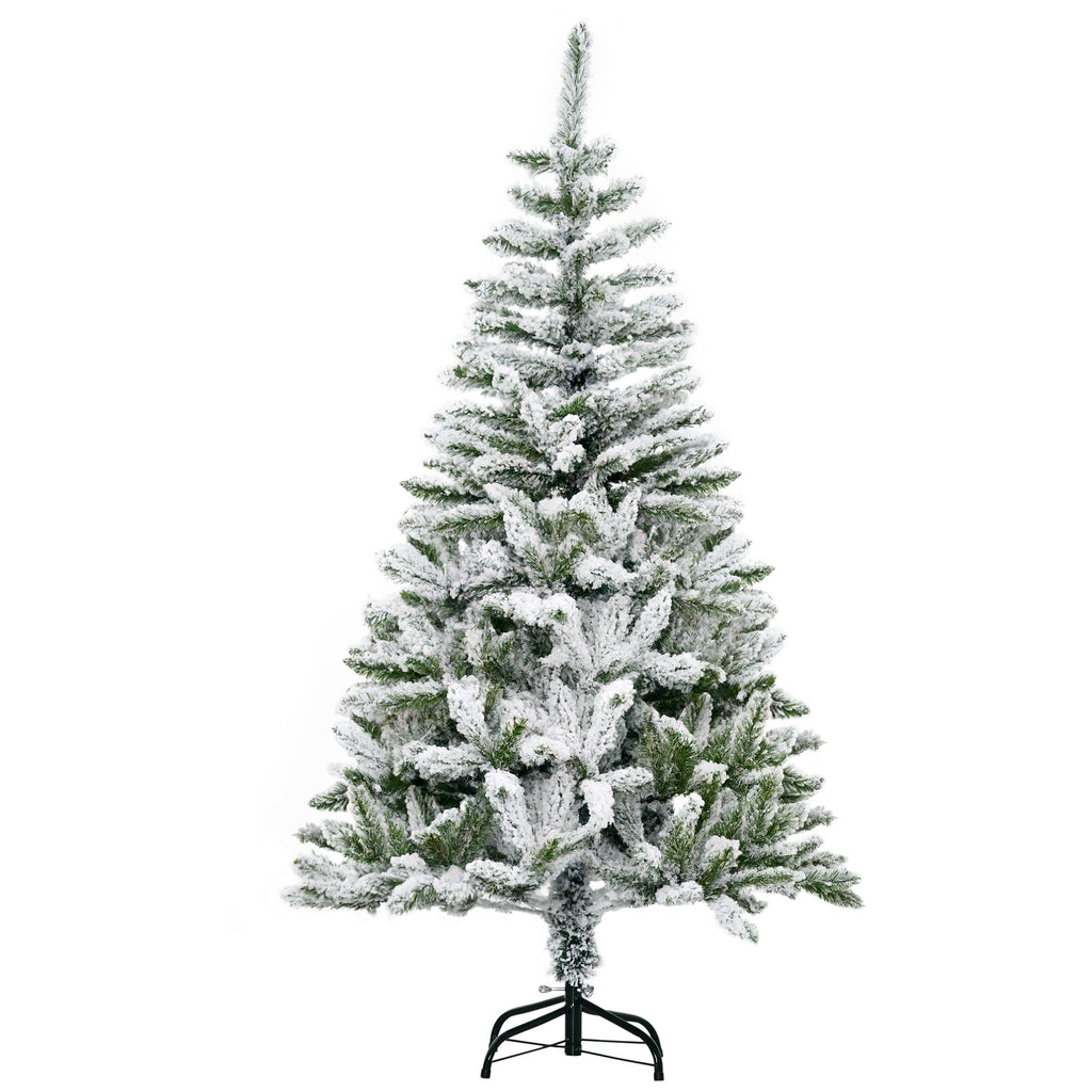 Künstlicher Weihnachtsbaum, Schnee-Effekt, flammenhemmend, Scharnierkonstruktion, Grün/Weiß