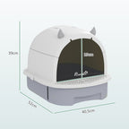 Enclosed Cat Litter Box w/ Pull-Out Drawer, Scoop, Deodorising Bags for Odour Control, Privacy, Portable, Easy to Clean