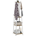Compact Freestanding Coat Rack -  White/Oak