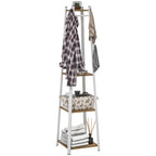 Compact Freestanding Coat Rack -  White/Oak