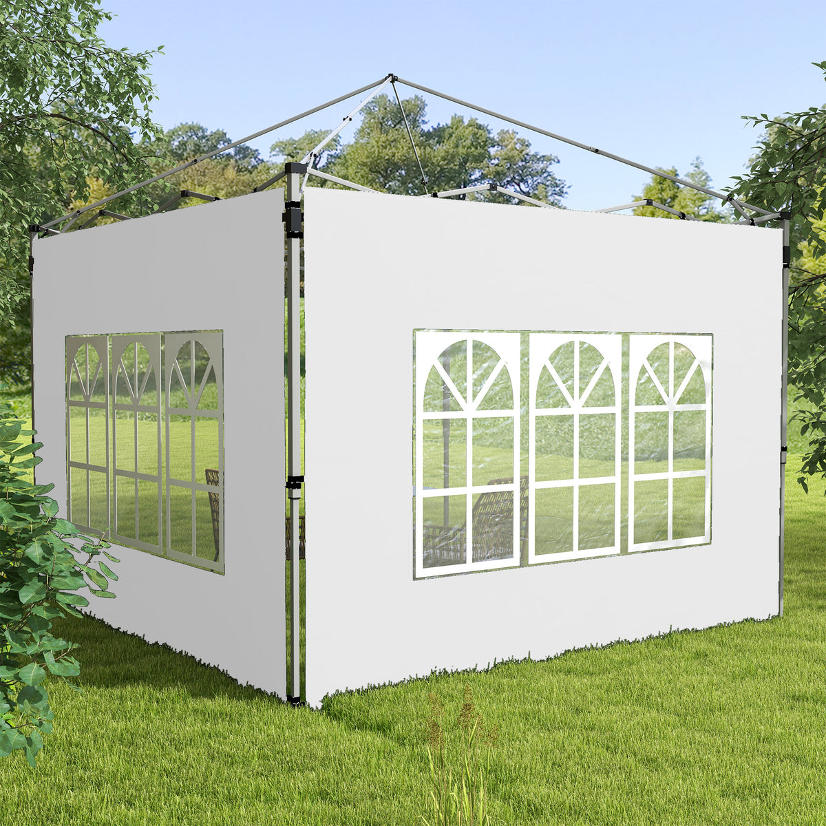 Gazebo Side Panels, Sides Replacement with Window for 3x3(m) or 3x4m Pop Up Gazebo, 2 Pack, White