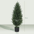 2er-Set K¨¹nstliche Zypressen, Kunstb?ume mit 831 Bl?ttern, mit Zementtopf, UV-best?ndig, Kunstpflanze, 90 cm, Gr¨¹n