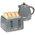 2-in-1 K¨¹chenset, Toaster und Wasserkocher, mehrere Optionen, 1,7 L, 4 Toastscheiben gleichzeitig, Kunststoff, Grau