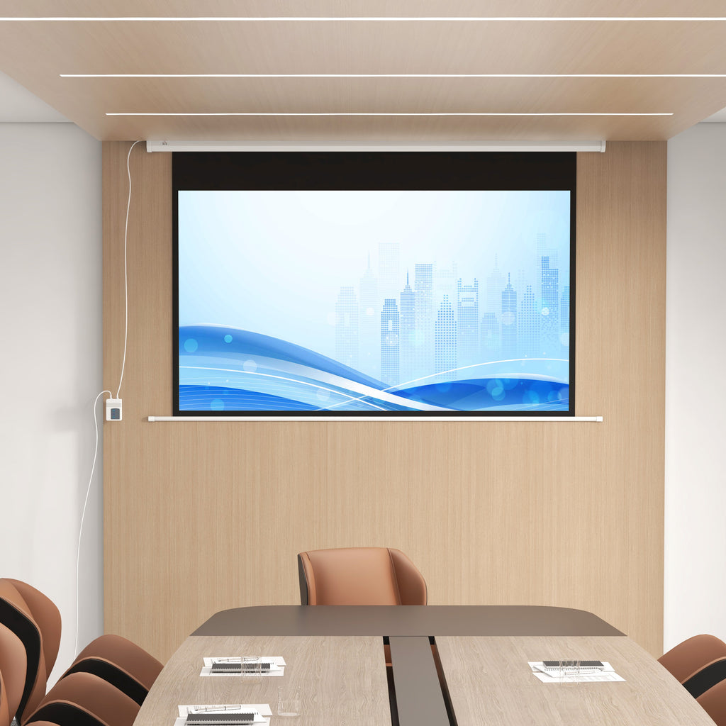 Beamer-Leinwand, Projektionsleinwand, 16:9, 84 Zoll, Fernbedienung, Motor