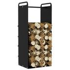 Feuerholzgestell, 2 Tragegriffe, Stahlrahmen, bis 30kg, 37x30x90cm, Schwarz