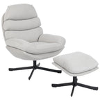 Relaxsessel mit Hocker Sessel Loungesessel mit Chenille-Stoff, Modern Fernsehsessel, 78 x 93 x 100 cm, Cremeweiß