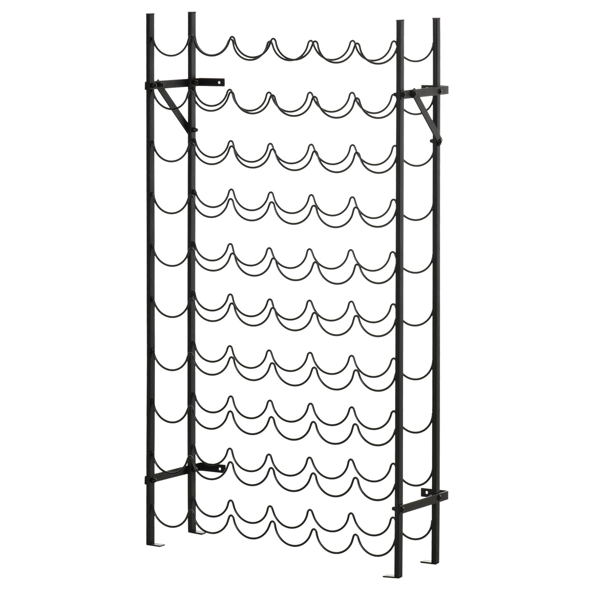 Wine Holder Rack with 10 Tier 60 Bottles Storage Ideal Bar Display in Black 63 x 20.5 x 118cm