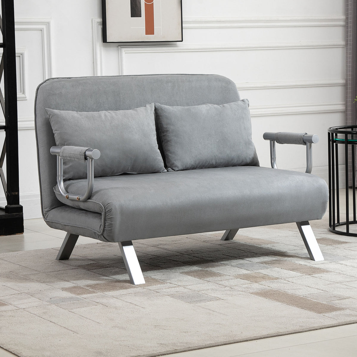 Schlafsofa, Doppelsofa, G?stebett, inklusive 2 Kissen, Grau