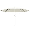  4.4m Double-Sided Sun Umbrella Patio Parasol LED Solar Lights Cream White