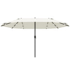  4.4m Double-Sided Sun Umbrella Patio Parasol LED Solar Lights Cream White