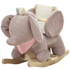 Schaukeltier, Elefant-Schaukel, interaktive Tierger?usche, Holzrahmen, f¨¹r Kinder 1,5-3 Jahre, 65 x 32 x 49 cm, Braun