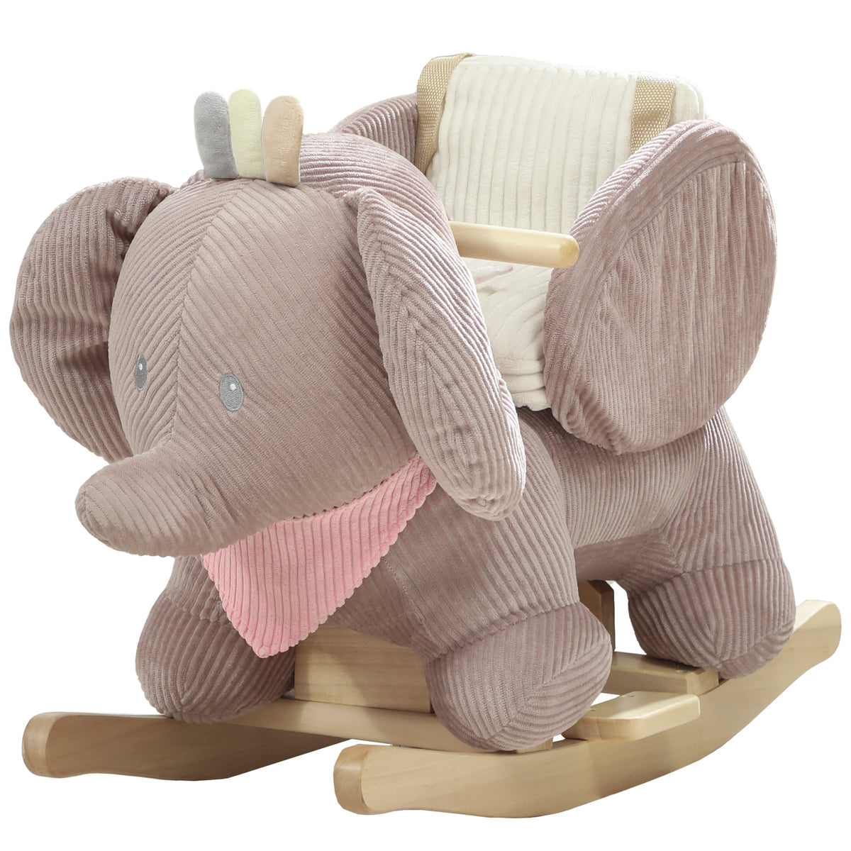 Schaukeltier, Elefant-Schaukel, interaktive Tierger?usche, Holzrahmen, f¨¹r Kinder 1,5-3 Jahre, 65 x 32 x 49 cm, Braun