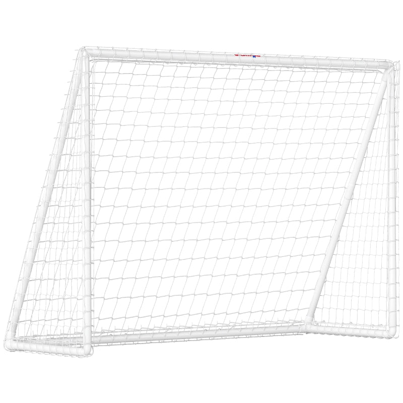 Fußballtor, robustes Netz, Kunststoff-Rahmen, Heringe, 240L x 90B x 180H cm, Weiß 