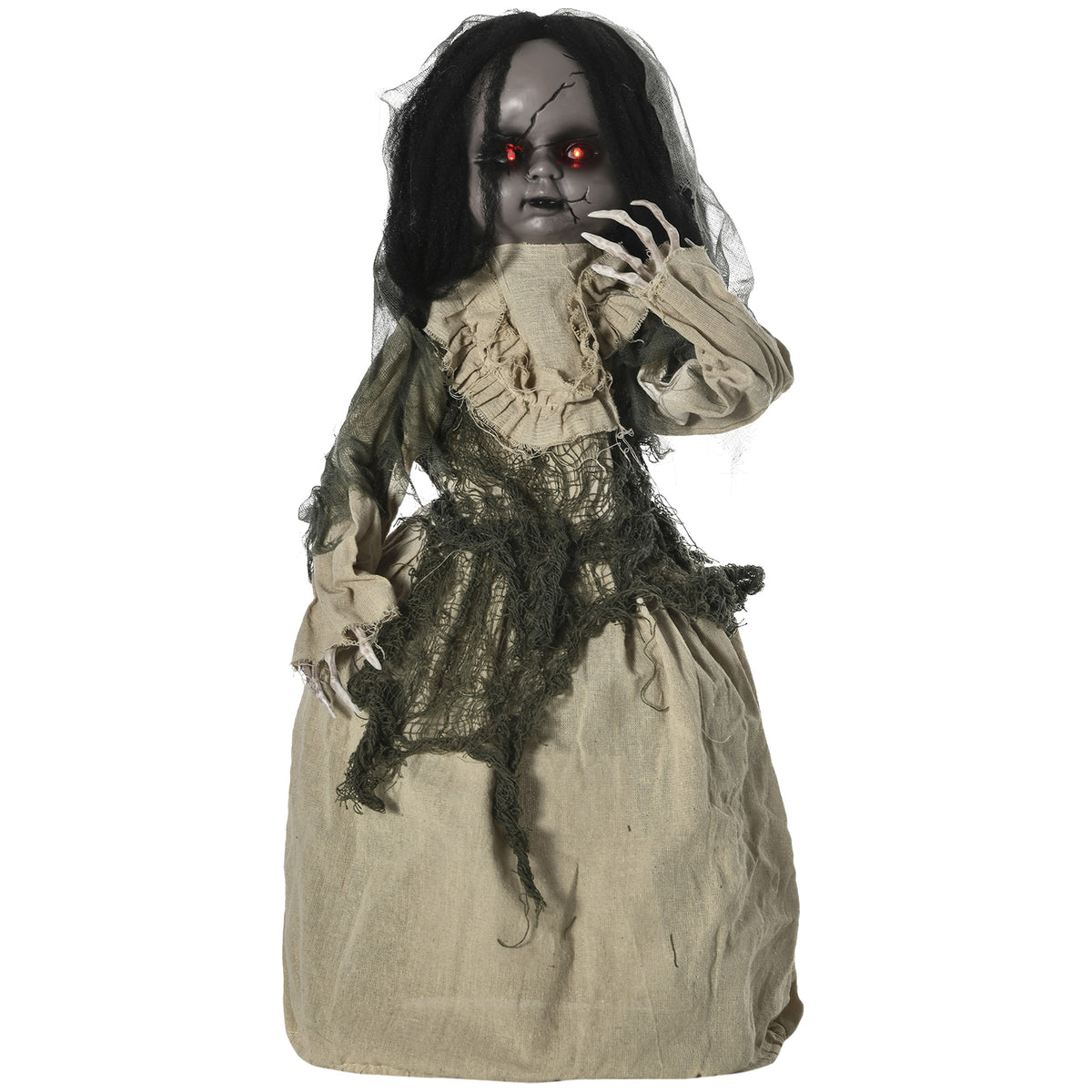 Halloween Dekoration Geisterpuppe mit Spezialeffekten und Soundfunktion 80 cm x 23 cm x 83 cm