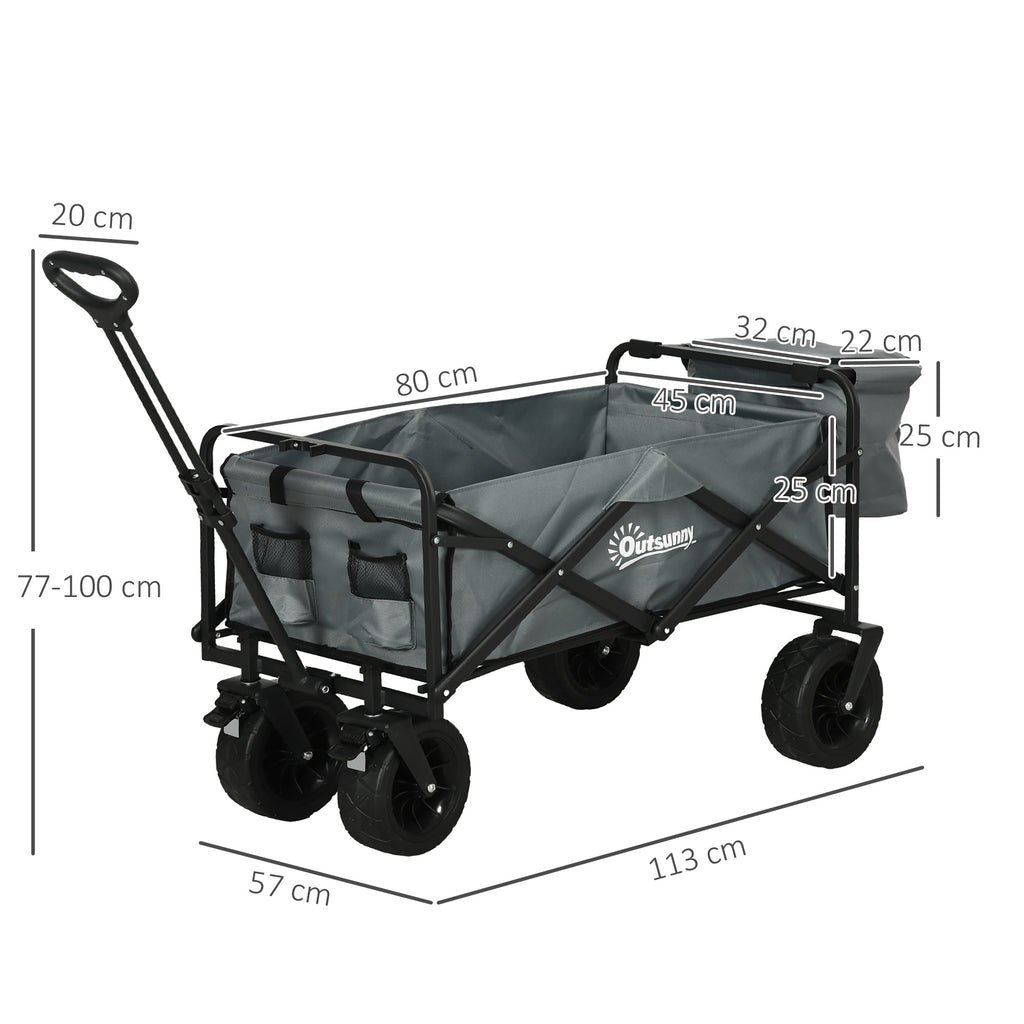 Bollerwagen mit K¨¹hltasche, klappbar, Stahlrahmen, bis 100 kg, 113x57x77-100 cm, Dunkelgrau