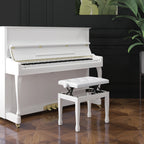 Klavierhocker Höhenverstellbar Klavierbank, Pianobank mit Kunstleder Kissen für Piano Keyboard 64 x 35 x 45-55 cm Weiß