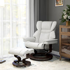 Relaxsessel mit Massagefunktion und Fu?hocker, Liegesessel, Kunstleder, 79 x 82 x 101 cm, Cremewei?