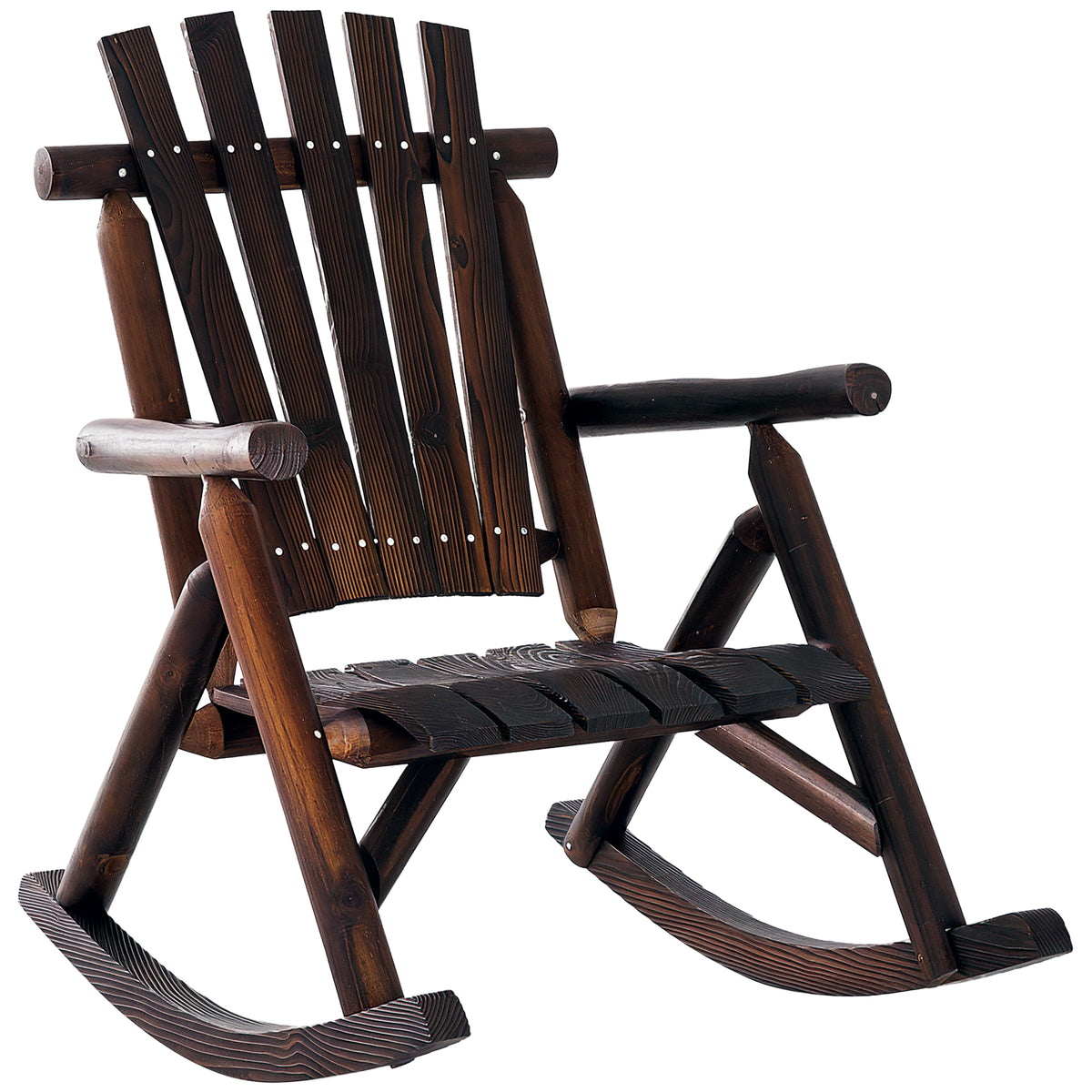 Adirondack Chair Cedar Wood Ergonomic Rocking Chair Porch Rocker Garden Traditional - Burlywood
