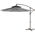  Sonnenschirm Ampelschirm ?2,67 x 2,45?m Kurbelschirm mit Doppeldach Kreuzbasis Stahl Outdoor Sonnenschutz Polyester Stahl Hellgrau