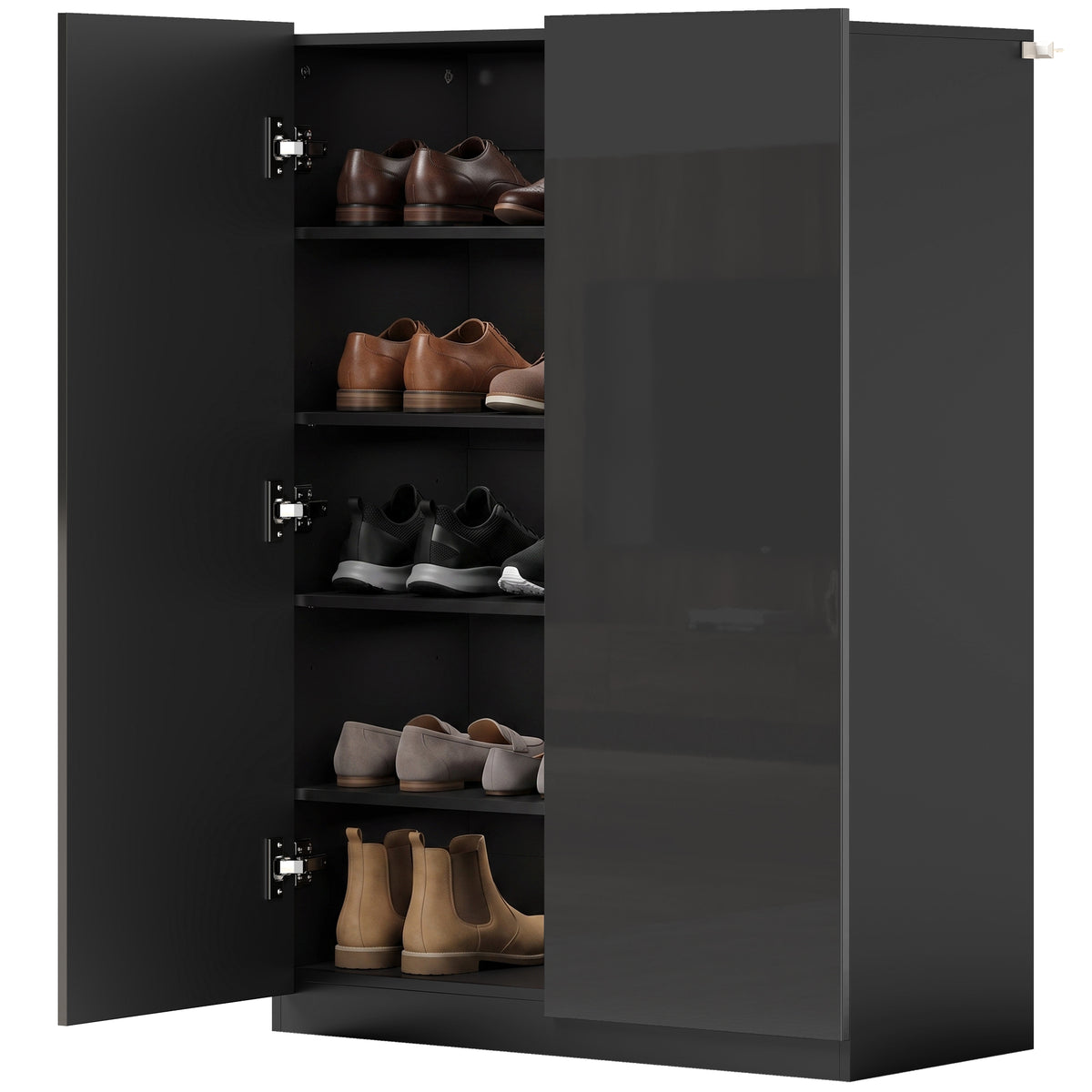 5-stufiger Schuhschrank für 20 Paar Schuhe, verstellbare Regale, für Eingangsbereich, Flur, Schwarz