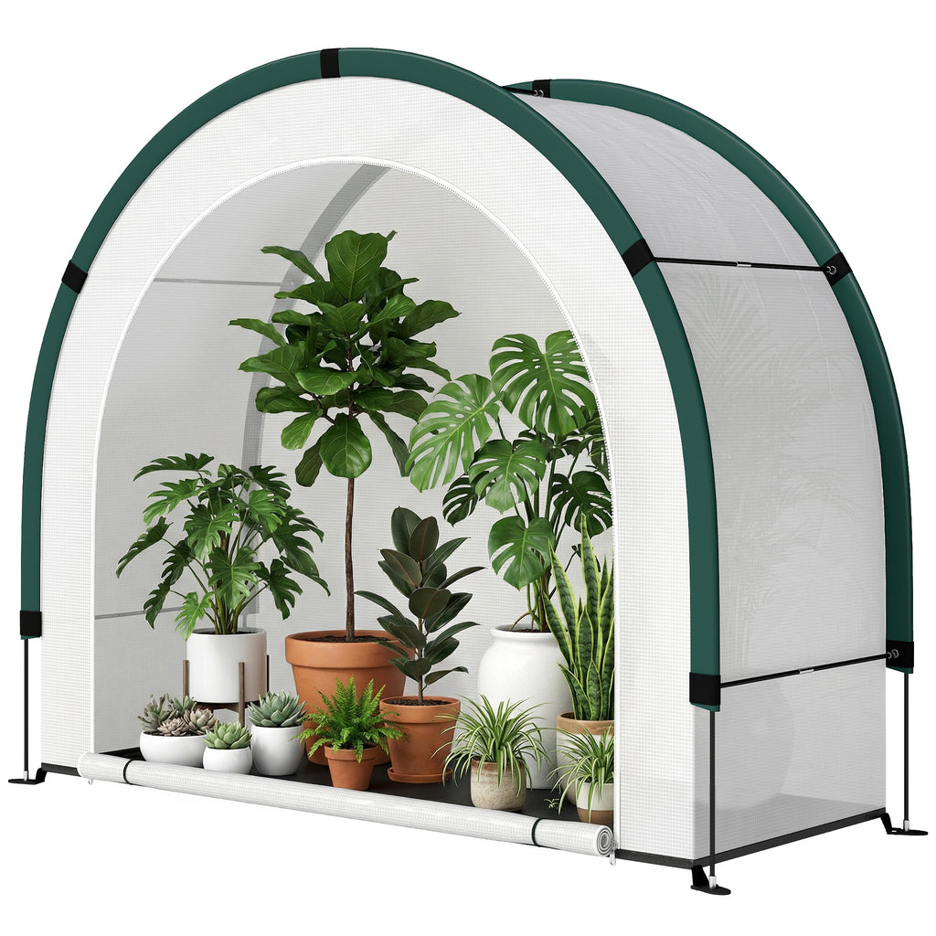 Foldable Small Greenhouse, Portable Green House Mini Greenhouse with Zipper Door, PE Base, 200 x 80 x 164 cm, Green