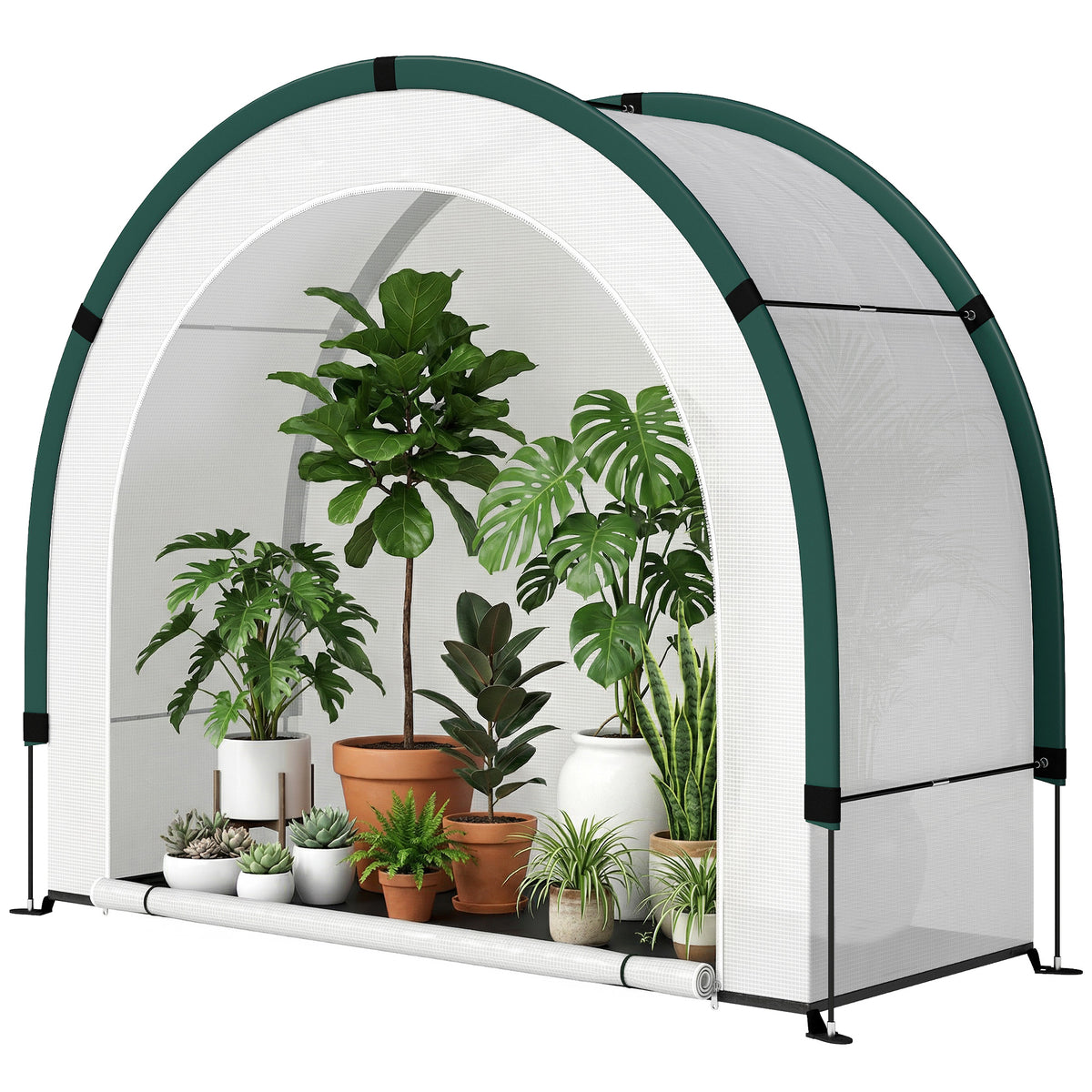Foldable Small Greenhouse, Portable Green House Mini Greenhouse with Zipper Door, PE Base, 200 x 80 x 164 cm, Green