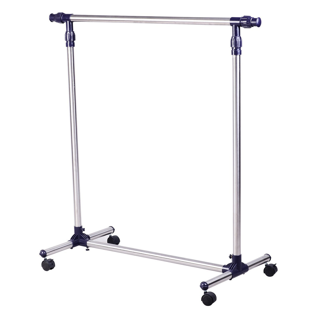 Garderobenständer Kleiderständer mit Rollen Höhenverstellbare und Ausziehbare Kleiderstange Wäscheständer Freistehender Garderobe für Eingangsbereich Edelstahl 86 x 45 x 95 cm
