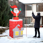 Aufblasbare Weihnachtsdekoration, Weihnachtsmann in Schornstein, LEDs, Gebläse