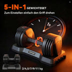 Verstellbare Hantel Set, 11 kg Hanteln mit Schnelleinstellung Ablagefach, rutschfest Griff, Platzsparend
