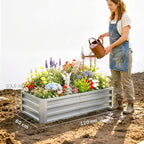 Raised Beds for Garden, Galvanized Outdoor Planters, for Herbs and Vegetables, Use for Patio, Backyard, Balcony, Silver