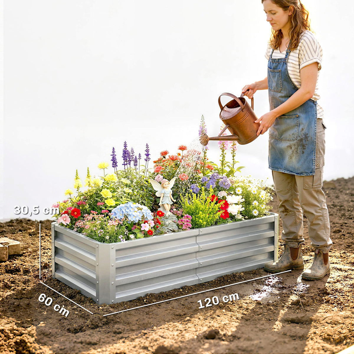 Raised Beds for Garden, Galvanized Outdoor Planters, for Herbs and Vegetables, Use for Patio, Backyard, Balcony, Silver