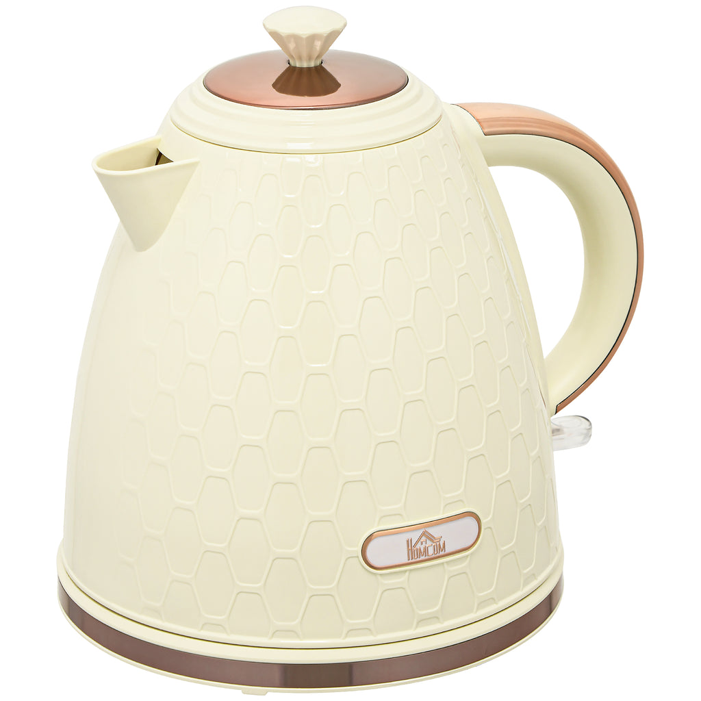 Wasserkocher, 2200W, Sichtfenster, Filter, Schnellkocher, Beige