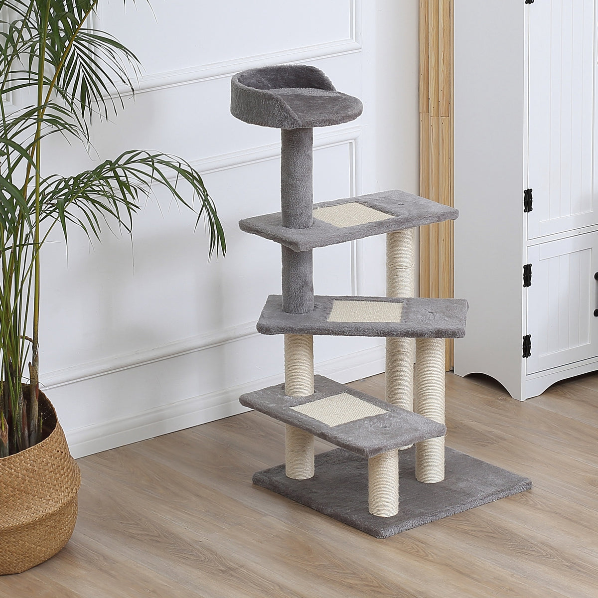  100 cm Cat Tree for Indoor Cats Kitten Scratch Scratching Post Climbing Tower Activity Centre Grey