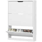 Schuhschrank mit 3 Klappschubladen, f¨¹r bis zu 12 Paar Schuhe, Spanplatte, 80 x 17 x 108 cm, Wei?