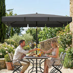 Sonnenschirm rechteckig Balkonschirm mit 3-facher Neigung Strandschirm mit 8 Streben 183x122x222 cm Dunkelgrau