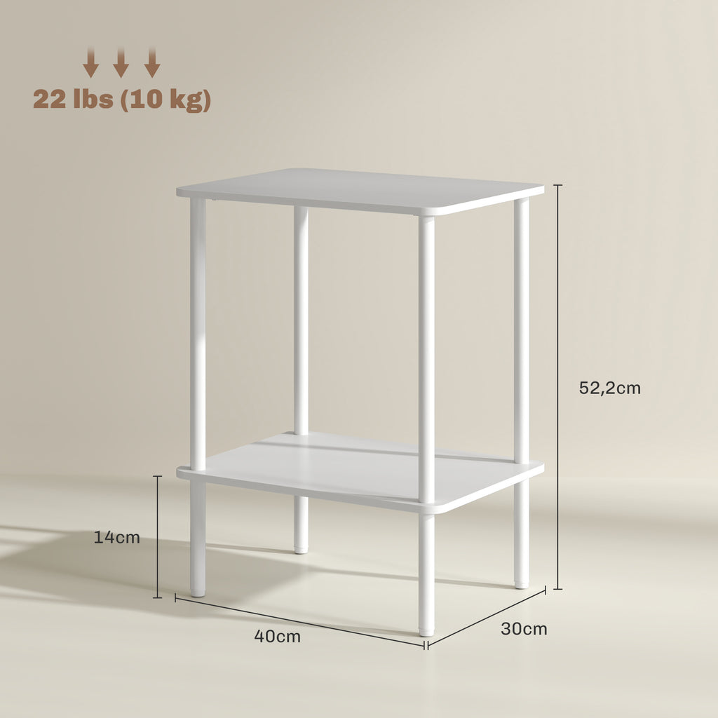 Moderner 2-stufiger Beistelltisch mit Aufbewahrungsfach und Metallrahmen f¨¹r Wohnzimmer, Schlafzimmer, Wei?