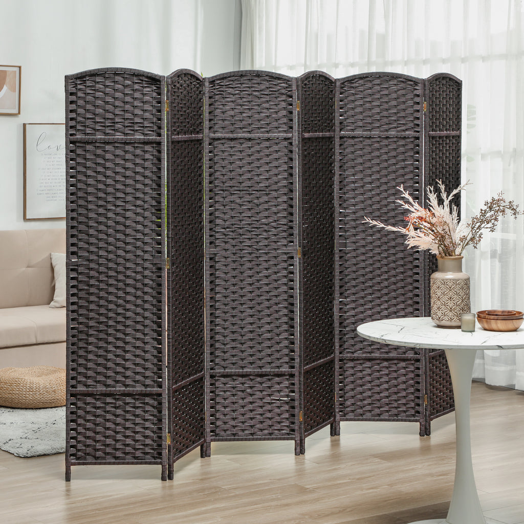 6-teiliger Raumtrenner, Faltbarer Sichtschutz, Sichtschutzwand f¨¹r Wohnzimmer, Schlafzimmer, Homeoffice, Braun