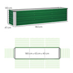 Stahl-Hochbeet, 3 separate Pflanzbereiche, offener Boden, einfacher Aufbau, 183 x 47 x 40cm, Gr¨¹n