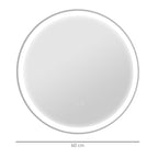 Round Bathroom Mirror with LED Lights, Wall Mount Dimmable Makeup Mirror with 3 Temperature Colours, Defogging Film and Memory Function, Frameless, Hardwired, 60 x 60 cm
