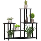 Pflanzenregal mit 4 Regalen, wetterbest?ndig, Blumentreppe, 91 cm x 25 cm x 83 cm, Schwarz