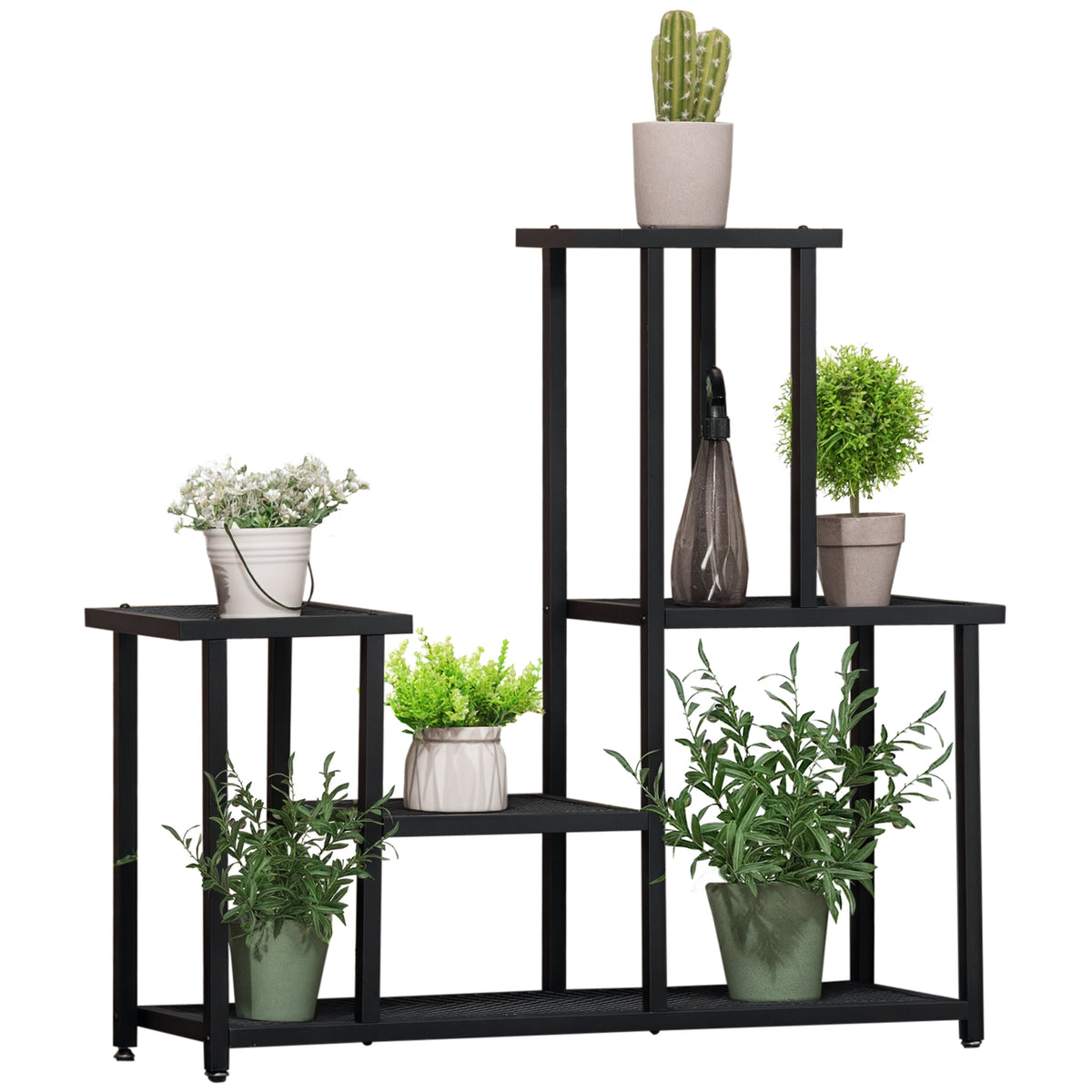 Pflanzenregal mit 4 Regalen, wetterbest?ndig, Blumentreppe, 91 cm x 25 cm x 83 cm, Schwarz