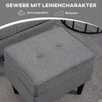Ohrensessel mit Fußhocker, Polstersessel mit Kautschukholzbeinen, Stoffbezug, Grau