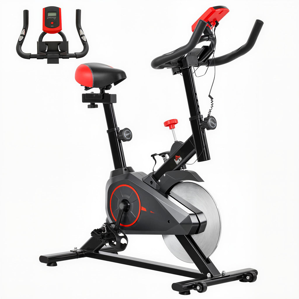  Indoor Upright Exercise Bike Machine, with Adjustable Seat, Resistance, Handlebar, LCD Display