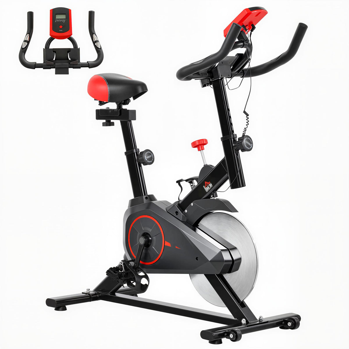  Indoor Upright Exercise Bike Machine, with Adjustable Seat, Resistance, Handlebar, LCD Display