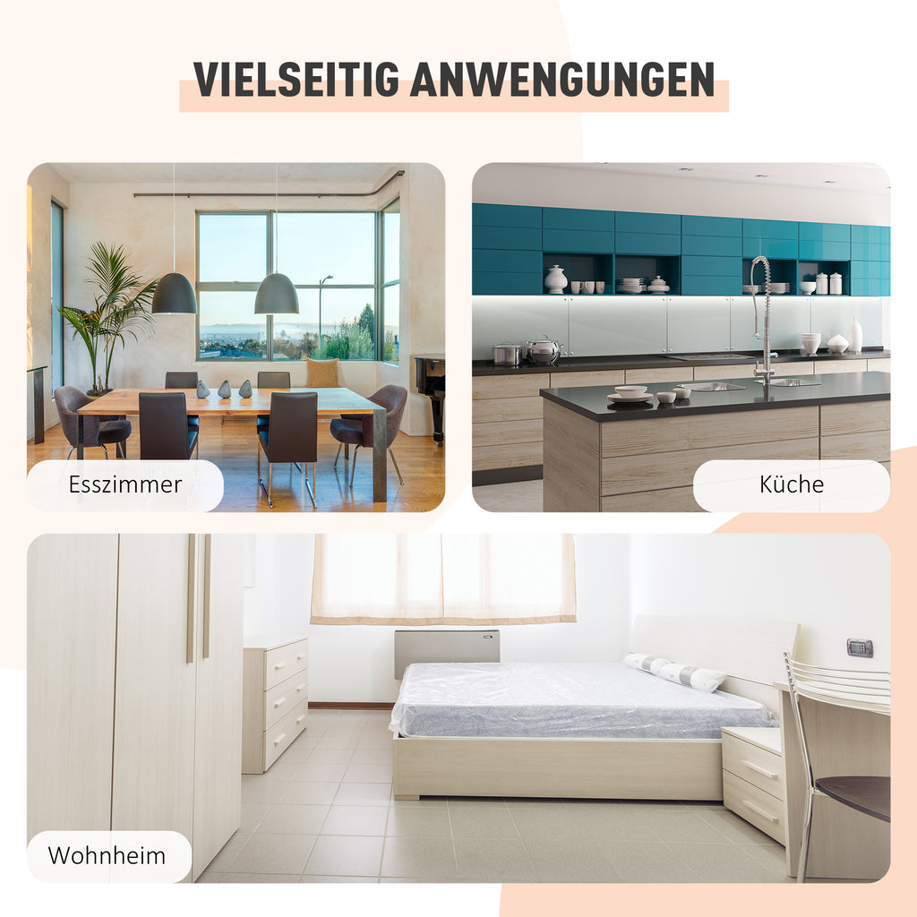  Esstisch Klappbar Küchentisch mit Offenen Ablage, platzsparend Klapptisch Esszimmertisch für Kleine Räume, Esszimmer, Küche 169 x 60 x 75 cm Natur+Weiß
