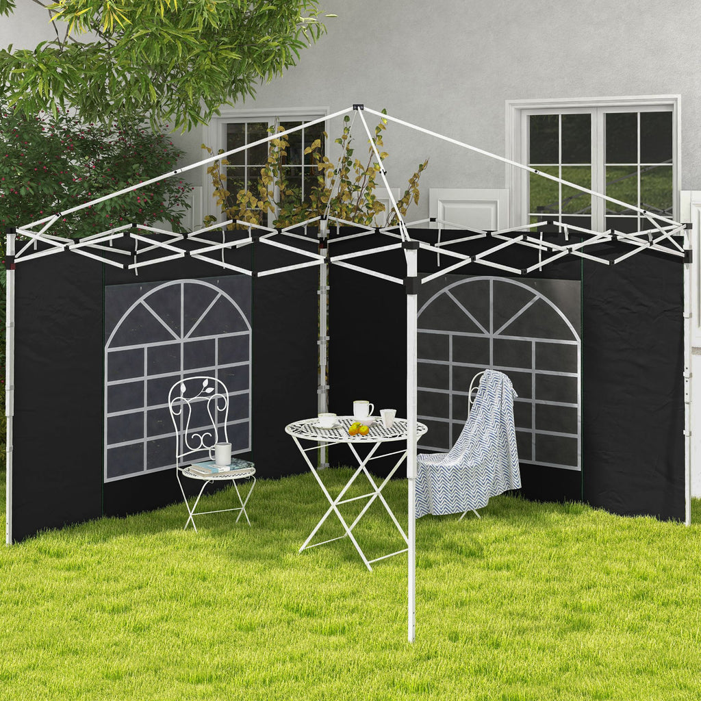 Gazebo Side Panels, 2 Pack Sides Replacement, for 3x3(m) or 3x6m Pop Up Gazebo, with Windows and Doors, Black