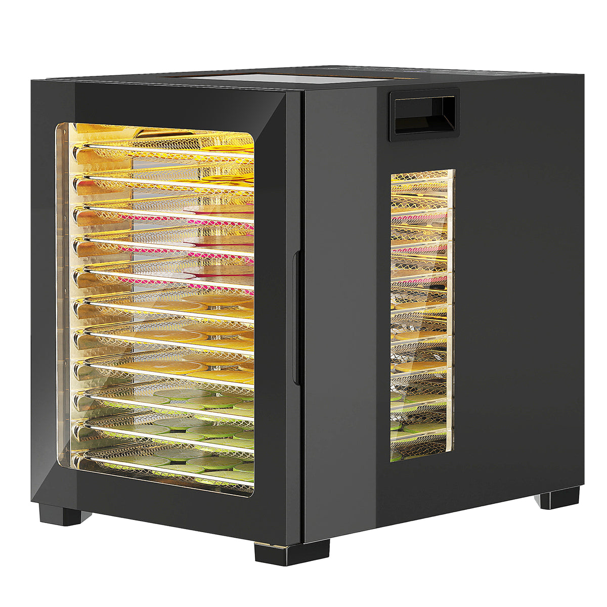 D?rrautomat D?rrger?t, 850 W, 40-70¡ãC Temperaturregler, 48 Std. Timer, 12 Einlegef?cher Edelstahl Schwarz