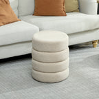 Hocker, rund, Teddyfleece, bis 120kg, ¦µ40x45H cm, Beige