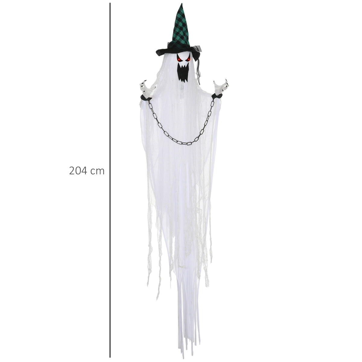 6'6" Hanging Prisoner Ghost Halloween Animatronic, with Glowing Eyes